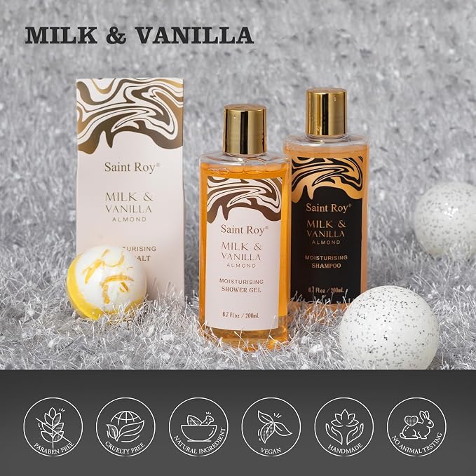 Spa Gift Basket, beauty bath kit Mother Day Gifts for Women, Bath and Body Almond Milk Vanilla Spa Gifts for Women, Bath Gift Set Christmas, Scent Lotion, Lip Mask, Birthday Holiday Bridal Shower