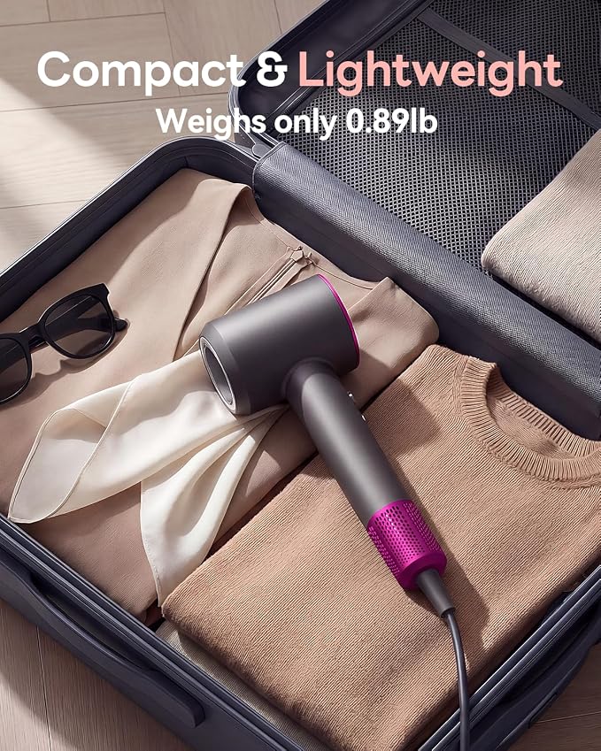 Hair Dryer, 160000RPM with 500M Ionic Negative, Blow Dryer with Diffuser, Fast Drying Hairdryer for Women and Men, Thermo-Control Lightweight Quiet for Curly Hair, Home Travel Salon