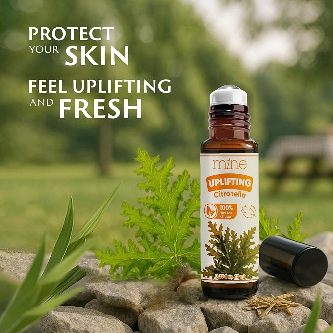Mine Citronella Oil Roll On - 100% Natural Citronella Essential Oil for Skin, Roller for Outdoor Camping, Hiking, Picnics, Travel