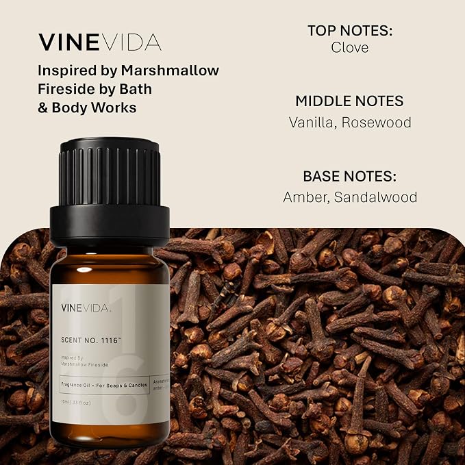 VINEVIDA [0.33oz] Marshmallow Fireside Fragrance Oil for Candle Making and Soap Making - Premium Candle Scents for Soy Candles