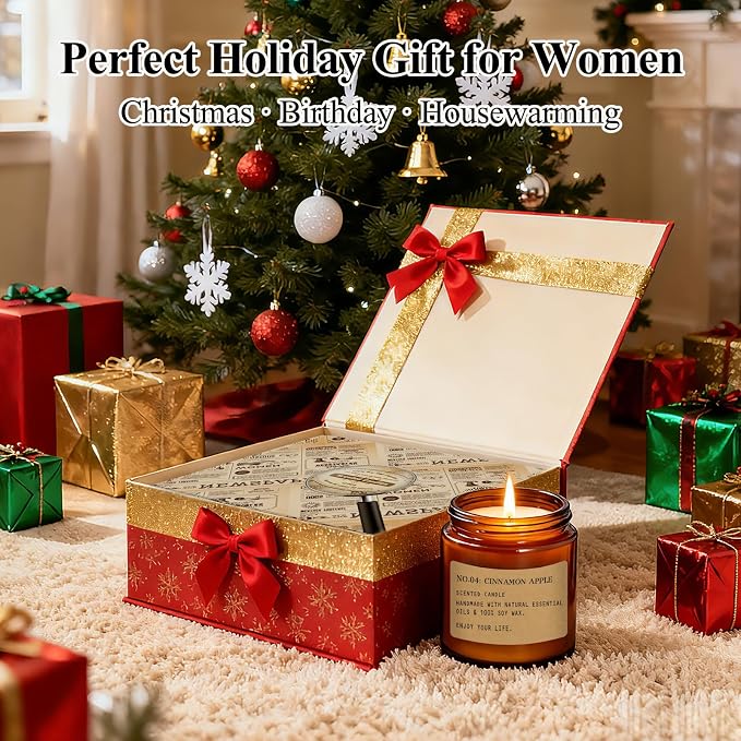 Scented Candles Gift Set,12 Pack Aromatherapy Candles for Home Scented, Aromatherapy Jar Candle Gifts for Women, Natural Soy Wax Amber Candle Set, Scented Candles Set for Birthday Present