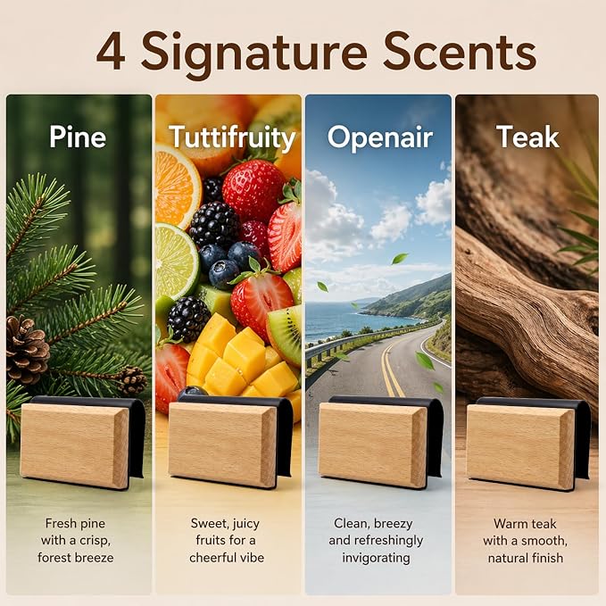 Car Air Freshener 4 Pack, Natural and Long-Lasting Scent for Vehicles, Reusable Visor Clip Diffuser for Truck, SUV, Car Odor Eliminator