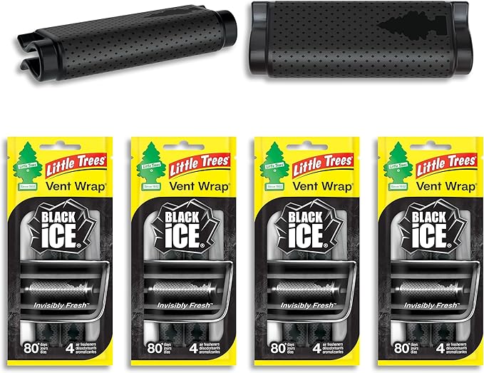 LITTLE TREES Car Air Freshener | Vent Wrap Provides Long Lasting Scent, Invisibly Fresh | 16 Air Fresheners | Black Ice