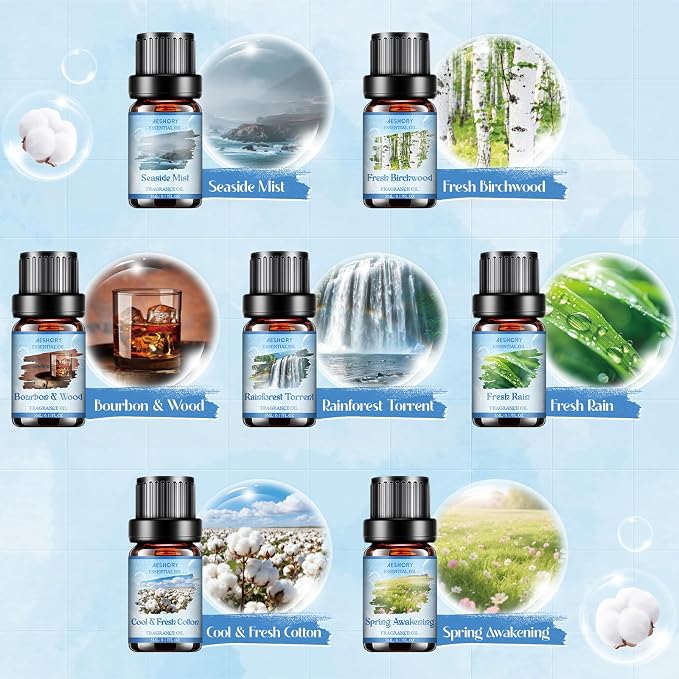 Clean Essential Oils Set - 14Pcs Clean Fresh Scent Fragrance Oil Blend for Diffuser, Soap & Candle Making