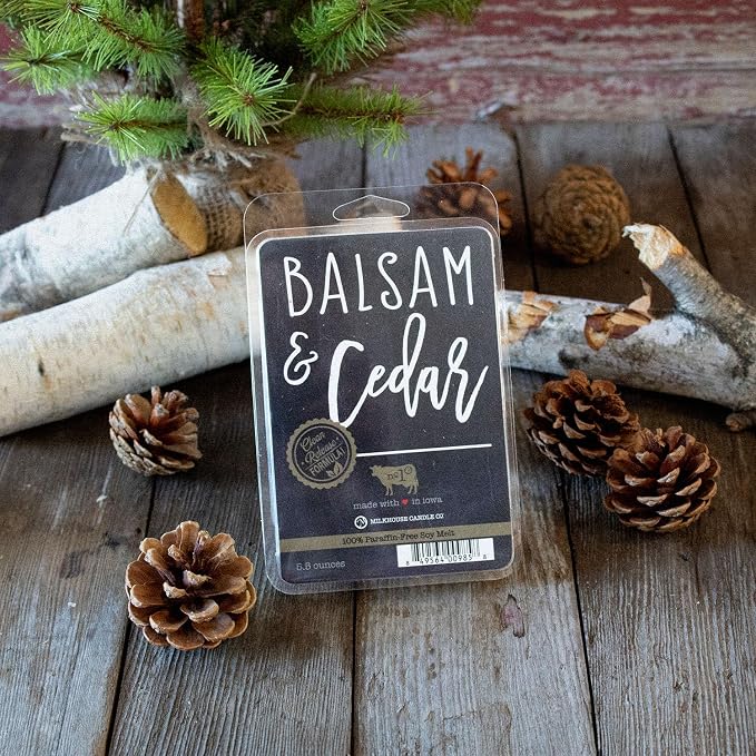 Milkhouse Candle Company Balsam & Cedar Soy Wax Melts - Fresh Balsam | Soft Cedar | Red Apple Scented - 5.5 oz, Hand-Poured, Made in the USA
