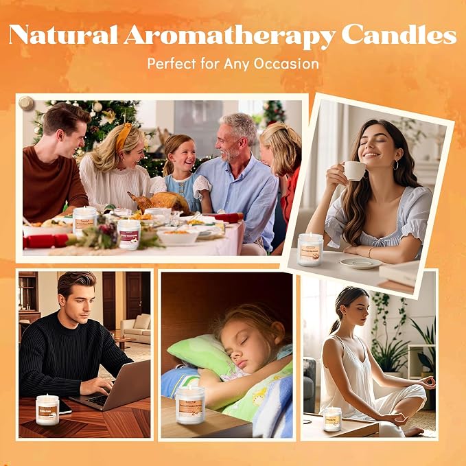 Bakery Candles Set, 6 Pack Fall Winter Candles for Home Scented, Candle Gift Set,Soy Wax Long Lasting Jar Candle of Pumpkin Pie, Coffee Cake,Gingerbread,Chocolate Cookie,Cherry Cheesecake Aromatherapy