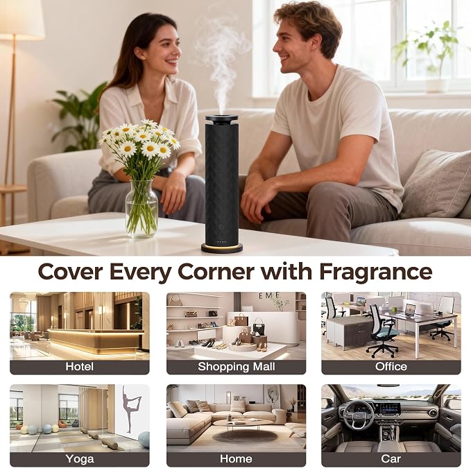 Hotel Scent Diffuser, Waterless Scent Diffuser for Home, Quiet Operation, Suitable for Living Rooms, Offices, and Hotels,Contains Five Aromatherapy Essential Oils