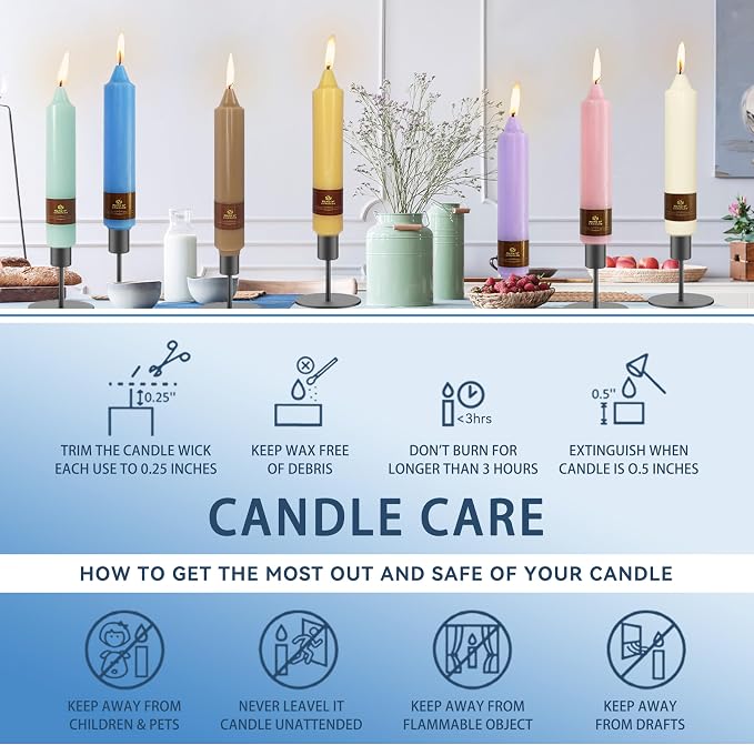 Olive Candles 4 PCS Taper Candle Unscented Tapered 7 inch Smokeless Candlesticks Candles Sticks Gift Idea Table Decor Housewarming Dinner