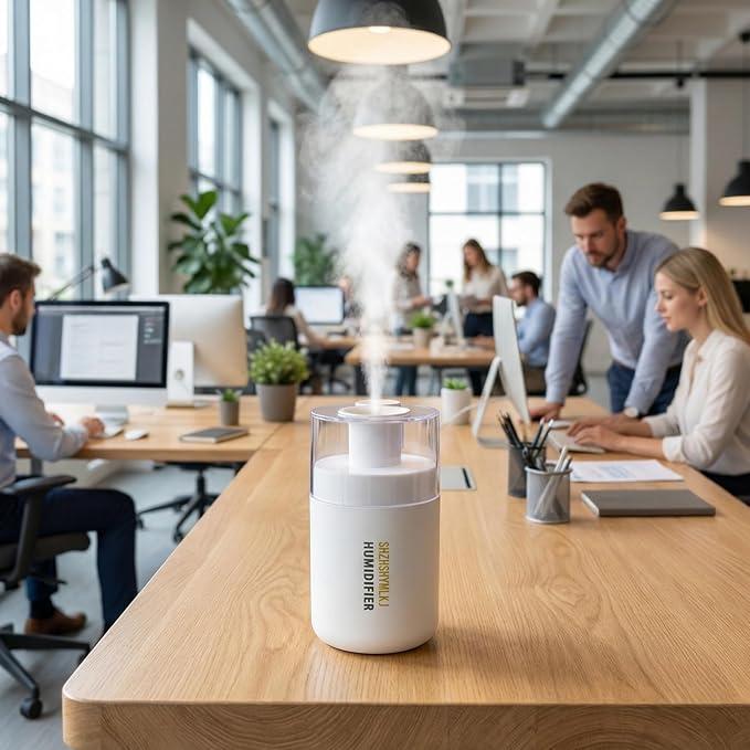 Mini Humidifier, 2-in-1 Aroma Diffuser & Humidifier, 7-Color LED Night Light, USB Portable, 4H/8H Timer, Auto Shut-Off, for Travel, Hotel, Car, Office, Personal Use (white, 2.8*3.2*4.7)