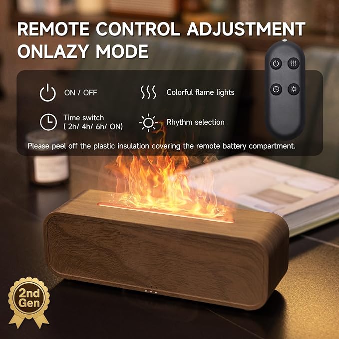 TMEHM Sound Reactive Flame Air Diffuser Humidifier,7 Colors Aromatherapy Essential Oil Diffuser,Ultrasonic Aroma Humidifier with Timer for Home,Bedroom,Office,Yoga