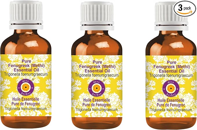 Deve Herbes Pure Fenugreek (Methi) Essential Oil (Trigonella foenumgraecum) Steam Distilled (Pack of Three) 100ml X 3 (10 oz)