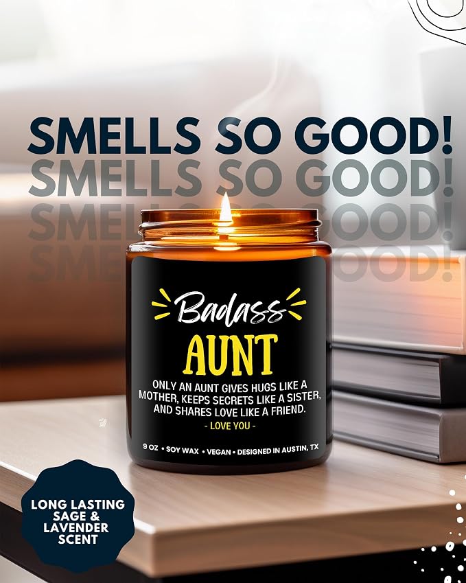 Aunt Candle, Best Sentimental Gifts from Niece and Nephew, Unique Birthday and Mothers Day Gifts for Aunt, Thoughtful Presents for Birthday, Christmas, Special Occasions, Gift Ready
