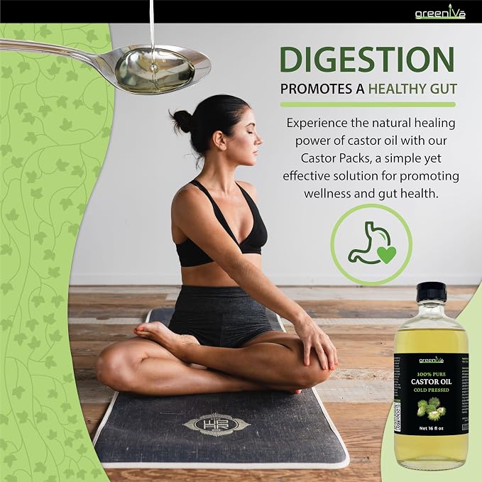 GreenIVe 100% Pure Glass Castor Oil - Cold Pressed - Hexane Free - Exclusively on Amazon (16 oz)
