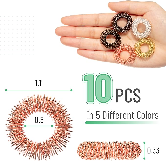 Mr. Pen- Spiky Sensory Rings, 10 Pack, Colorful | Stress Relief Fidget Sensory Toys, Fidget Ring for Anxiety, Massager, Individuals with BFRB, ADHD and Attention Disorder