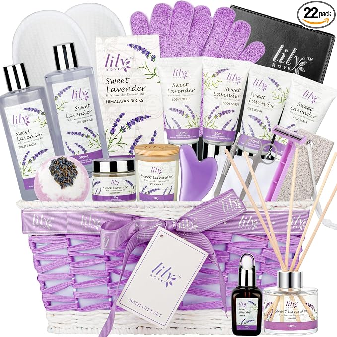 Lavender Spa Skin Care Gift Set - Perfect Pampering Gift Basket for Women