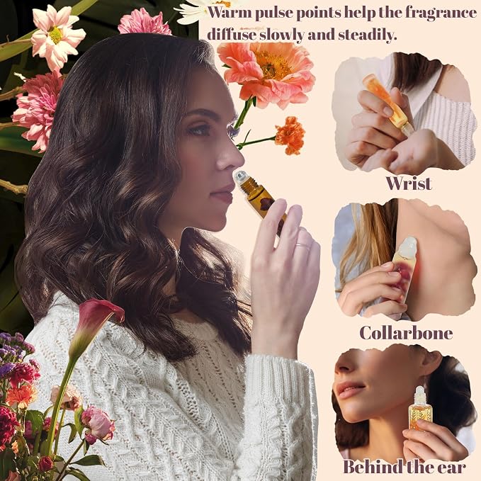 JUYRLE Roller Perfume Making Kit- DIY Perfume Making Kit, Make Your Own Roll-On Perfume with Essential Oil, Perfume Travel Refillable, Roller Fragrance Gift Set for Women Men Adults