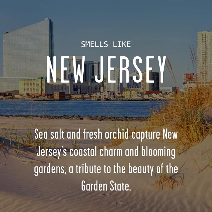 New Jersey Gifts, New Jersey Decor for Home - 'There's No Place Like New Jersey Candle, w/Sea Salt & Fresh Orchids I New Jersey Souvenirs I New Jersey State Gifts I 9oz Jar, 50Hr Burn, USA Made
