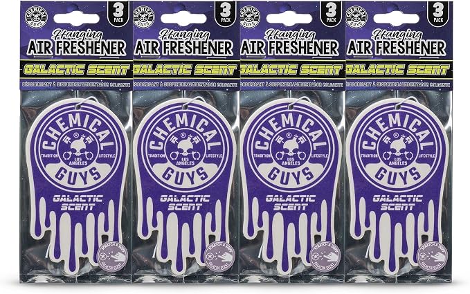 Chemical Guys Hanging Air Freshener, Galactic Scent 12 Pack, Great for Cars, Trucks, SUVs, RVs, Home, Garage, Workspace, Dorm Room & More (4 x 3 Packs) - AIR42304