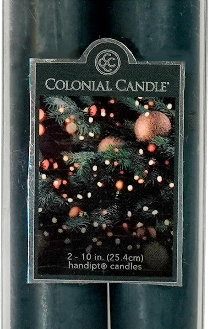 Colonial Candle Unscented Evergreen Taper Candle, 10 inch, Pack of 2 - Up to 8 Hours Burn