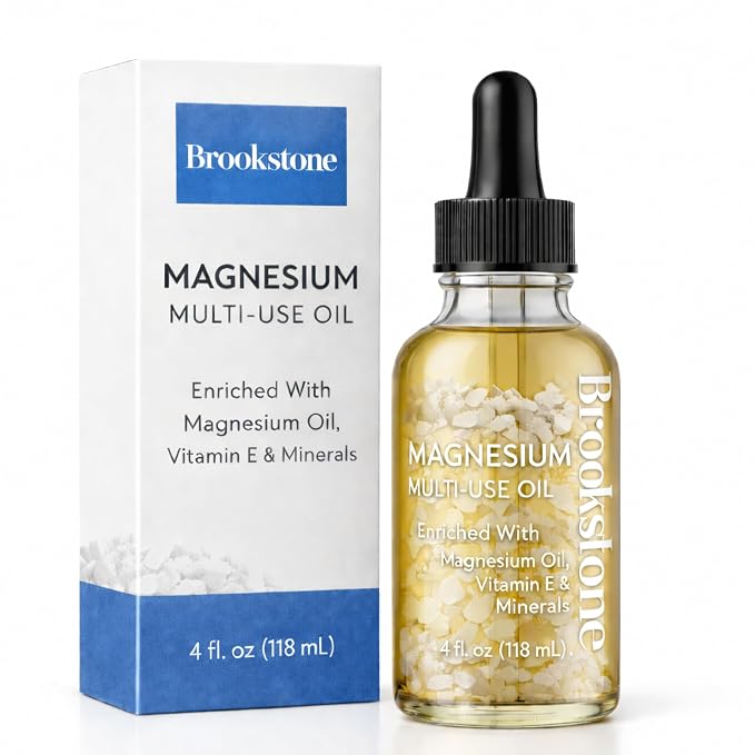 Brookstone Magnesium Multi-Use Essential Oil - Muscle Relief & Relaxation Oil - Infused with Magnesium
