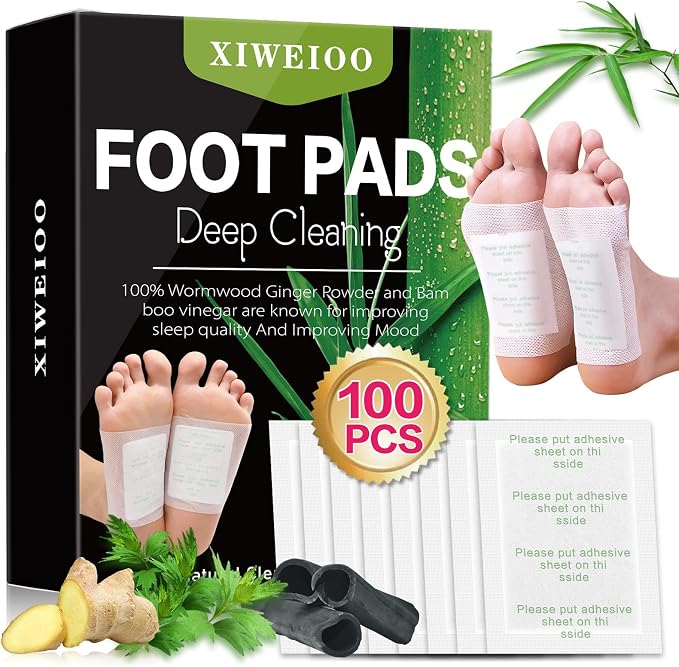 100 Pack Foot Pads, Ginger Bamboo Charcoal Foot Care kit Patch, Natural Cleansing, best Sleeping, Suitable for Daily Relaxation Foot Paches Relieve Stress, Improve Sleep