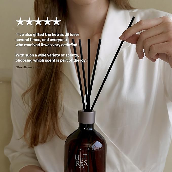 hetras Premium Reed Diffuser Set (Pure Laundry Scent)–Large Capacity Home Fragrance | 16.9 fl.oz (500ml), 1 Pack with 5 Reed Sticks | Fresh Warm Clean Linen Aroma | Luxury Decor for Home & Office