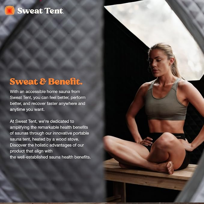 SweatTent High-Output Wood Burning Sauna Stove Kit – Includes Rock Basket, Heat-Resistant Gloves & Fire Poker – Portable Stainless Steel Heater for Outdoor Tents – Fast Heating & Professional-Grade
