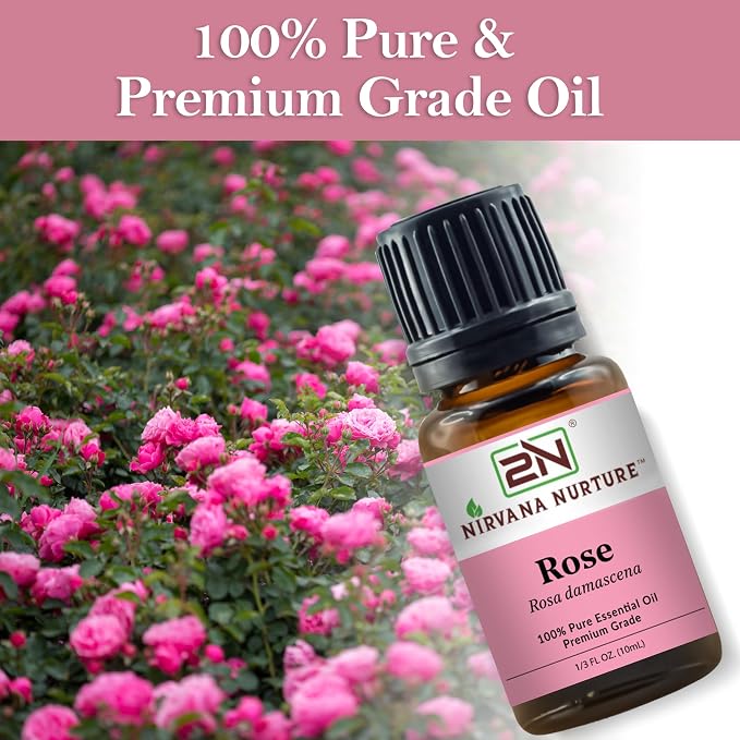 Rose Essential Oil, 100% Pure Undiluted, Aromatherapy Oil for Diffuser, Hair & Skin Care