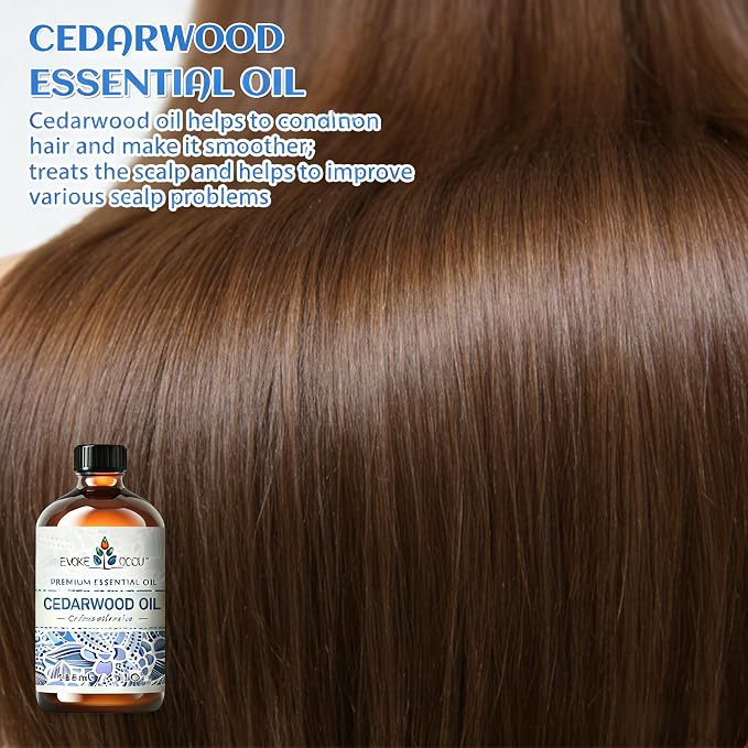EVOKE OCCU Cedarwood Essential Oil for Air Freshening, Hair Care, Add to Spray Diffuser Conditioner - 4 Fl Oz