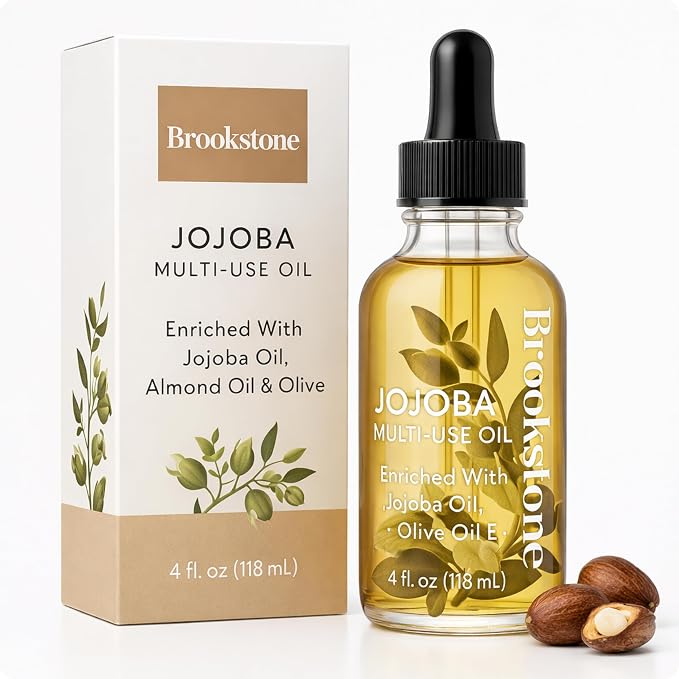 Brookstone Jojoba Multi-Use Essential Oil - Enriched with Jojoba, Almond & Olive Oil - Body, Hair & Skincare Oil