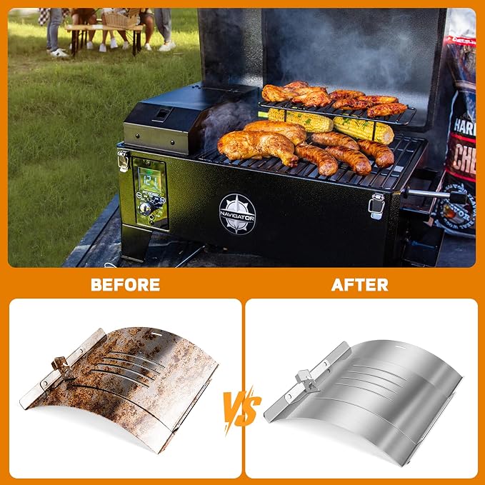 Flame Broiler Kit for PB150PPS Portable Pellet Grill,Pitboss Heat Diffuser Replacement Parts for Pit Boss 10697 Table Top Wood Grill with Temperature Control,Includes Main Plate and Slide Cover