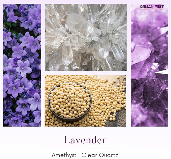 Crown Chakra Meditation Candle with Healing Crystals and Amethyst Bracelet Lavender Candles for Home Relaxing Candles for Women Stress Relief Spiritual Meditation Gifts for Women Men