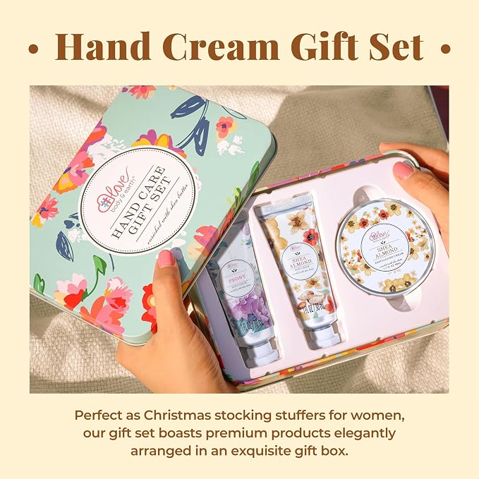 BODY & EARTH # LOVE Hand Cream Gift Set for Women,Hand Lotion Travel Size,Hand Care Set with Hand Cream & Exfoliating Cream with Shea Butter,Birthday Gifts for Women Graduation Gift for Girl