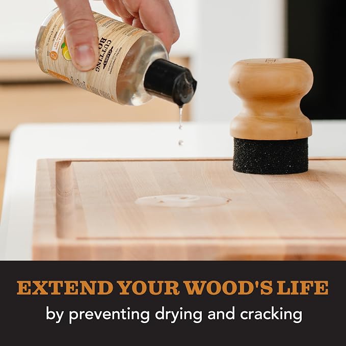 CLARK'S Cutting Board Oil - Food Grade Mineral Oil for Wood Cutting Board - Scented with Orange and Lemon Essential Oils - Butcher Block Conditioner - Restores and Protects Wood - Made in USA, 8oz