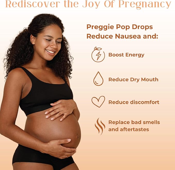 Preggie Drops Pregnancy Nausea Lozenges with Essential Oils, Morning Queasiness Lozenges for Pregnant Women, Natural Sour Tangerine Drops Pack, 32 Count