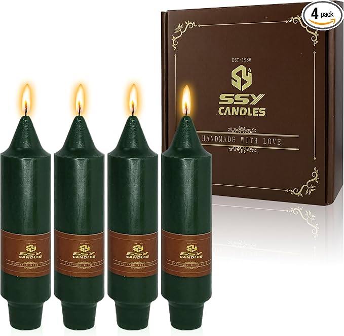 Hunter Green Taper Candles Unscented Tapered Candlesticks 5 Inch Dinner Candle 4 PCS Smokeless Candle for Christmas Household Wedding Home Decor