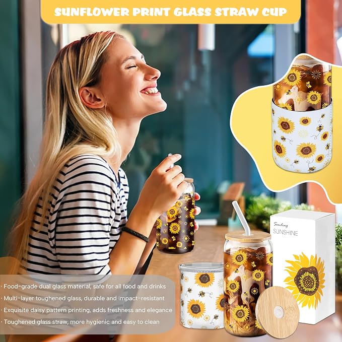 Sunflower Gift Baskets for Women, Sending Sunshine Unique Birthday Cheer Up Self Care Package, Get Well Soon Spa Gifts Set - Thinking of You Gift for Lover, Her, Girls, Women, Sister, Mom