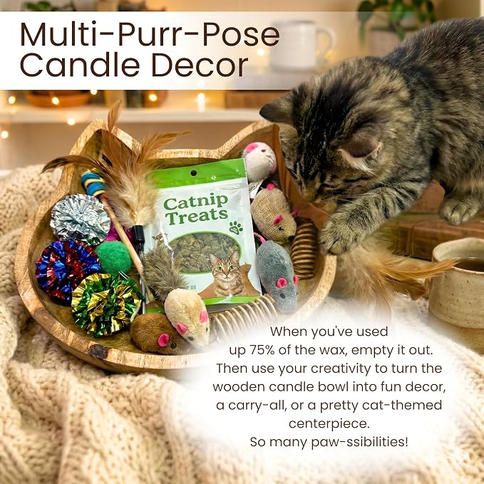 Dough Bowl Candle Co. Pet Odor Eliminator for Home - 10x10 Large Cat-Shaped Odor Absorber, 6 Wick Soy Wax Scented Candles, Pet Deodorizer Aromatherapy Candle with 70H Burn Time for Cat or Dog Smell