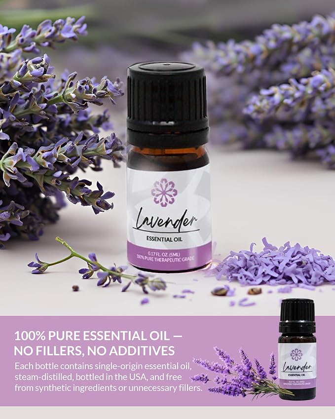 Essence Lavender Essential Oil, 5 ml | Aromatherapy Oil for Diffusers & Personal Use | Natural Fragrance for Relaxation, Clarity & Wellness | Made in USA | Floral Scent