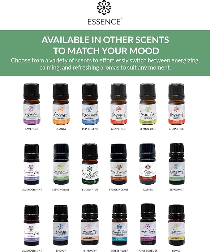 Essence Pearl Travel Case | Bergamot Essential Oil | Aromatherapy Nasal Diffuser & Essential Oil Carrying Case | Refreshing Citrus Scent | Travel-Friendly Kit | Black Pod