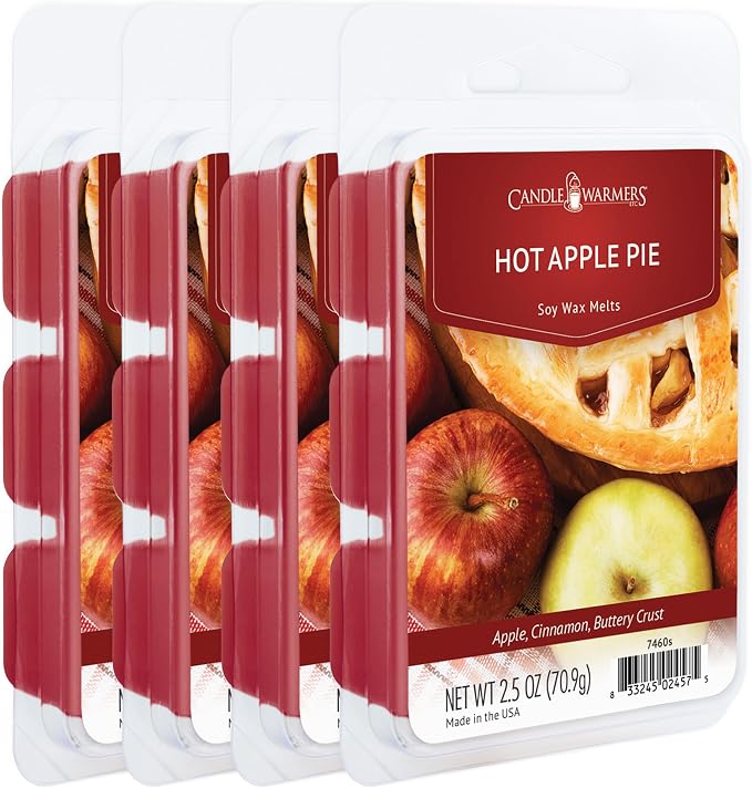 Candle Warmers Etc Classic Wax Melts 2.5oz, Hot Apple Pie Fragrance (4-Pack) – Each Pack has x4 2.5 oz Wax Melts and 30 Hours of Fragrance – Perfect for bedrooms, Living Rooms, and bathrooms