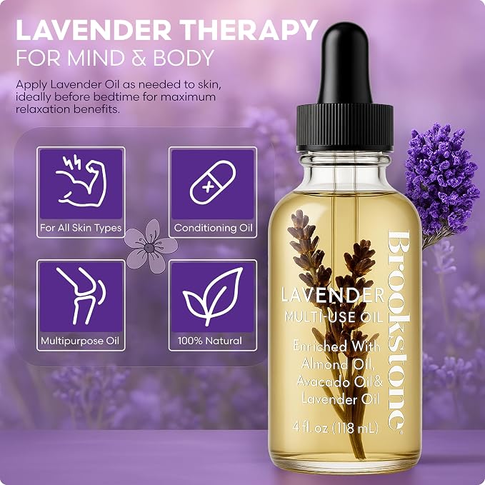 Brookstone Lavender Multi-Use Essential Oil - Calming Scent for Stress Relief, Skin & Hair Care
