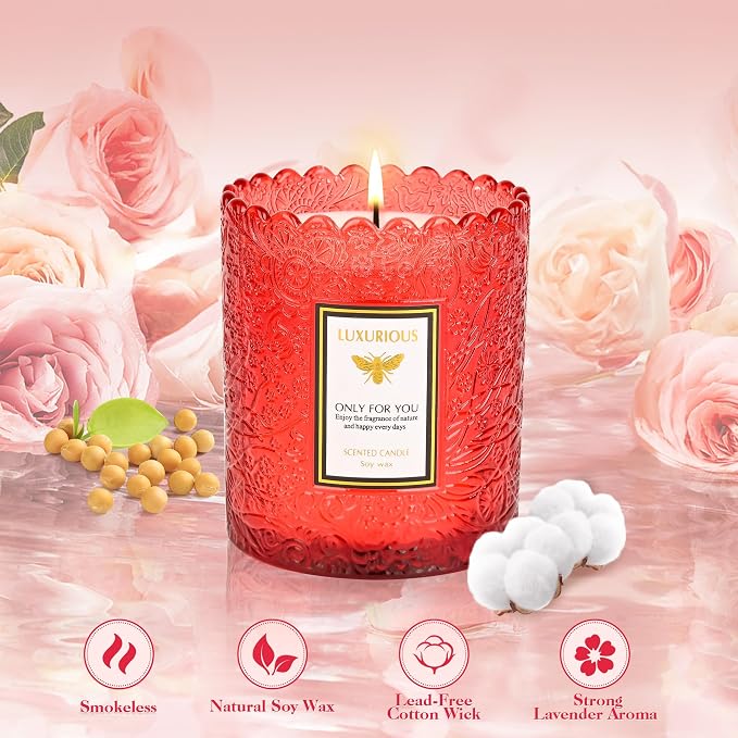 Jasmine Scented Candle, Candles for Home Scented, Luxury Jar Candle for Women, Candles Gifts for Women, Natural Soy Wax, 7 oz 40 Hours