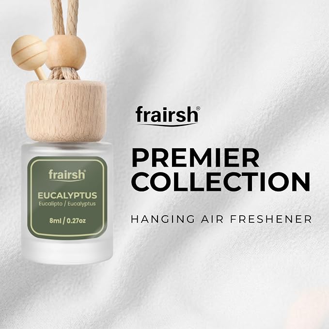 Hanging Car Air Freshener 3 Count, 8 ml Each, Eucalyptus Scent, Natural Odor Eliminator Essential Oil Diffuser, Gentle Soft Elegant Non-Overpowering Fragrance