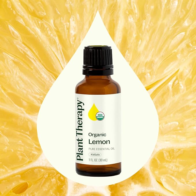 Plant Therapy Organic Lemon Essential Oil, 30 mL (1 oz), 100% Pure and Undiluted, USDA Certified Organic, Great for Diffusers and DIY Cleaning Recipes