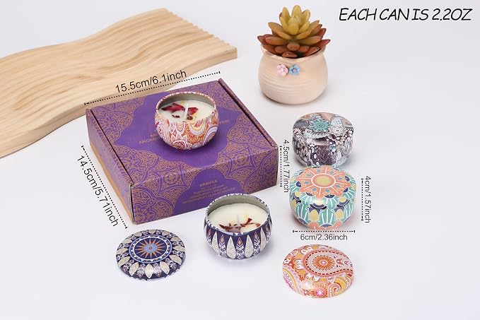 Scented Candles Gift Set for Women, Soy Aromatherapy Candles, 4 Pack | Lavender, lemon, vanilla and white peach soy candles for home decor, bath, yoga, travel, Mother's Day and gifts for women.