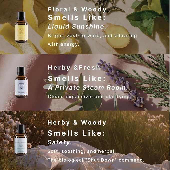 Homedics SereneScent Cold Air Diffuser Oil Set, 3 Pack x 15ml Wellness Discovery Set, Aromatherapy Oils Blends, Spa Scents, USDA Biobased Home Fragrance Oils for Waterless Diffusers