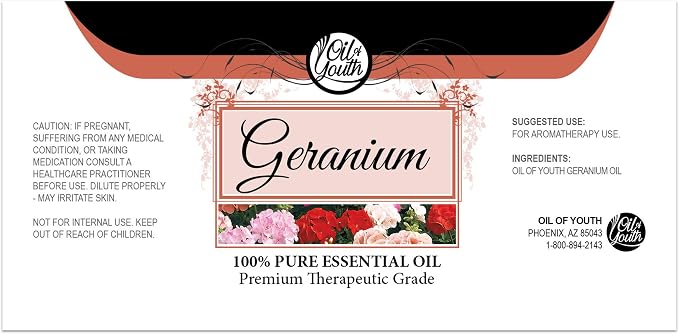 Oil of Youth Essential Oils 16 fl oz – Geranium Essential Oil for Diffuser & Aromatherapy