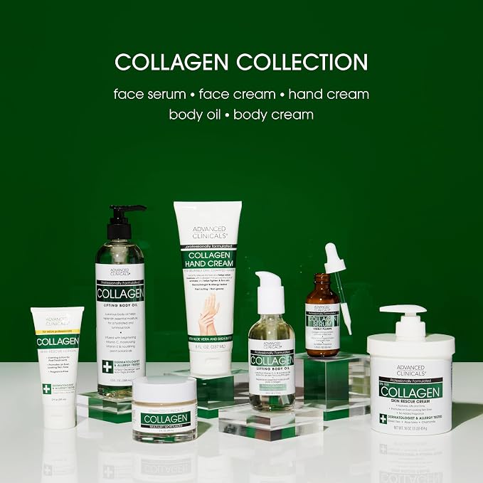 Advanced Clinicals Collagen Serum For Face | Visible Anti Aging Collagen Peptide Serum + Hyaluronic Acid Moisturizer Improves Look Of Wrinkles, Dry Skin, & Fine Lines, No added Fragrance, 2-Pack