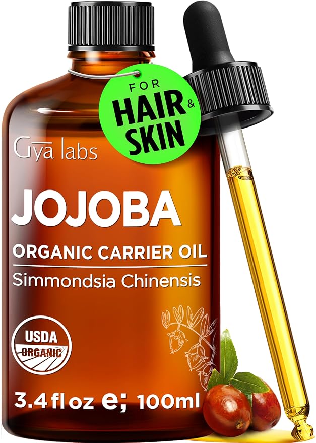Gya Labs USDA Organic Jojoba Oil - 3.4 Fl Oz - Carrier Oil for Hair, Skin, Face, Scalp & Body Massage